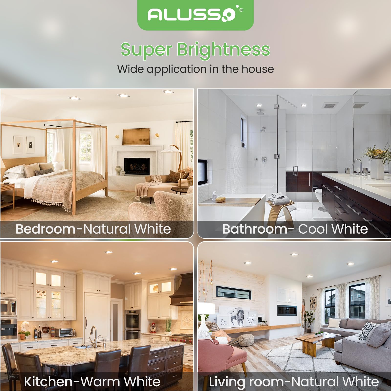 ALUSSO 6 Faretti LED da Incasso Piazza,4W 310LM Dimmerabile luci ultrasottili da soffitto e per l’illuminazione da interno,Lampada Bianco Caldo 3000K Bianco Neutro 4000K Bianco Freddo 6500K da Incasso