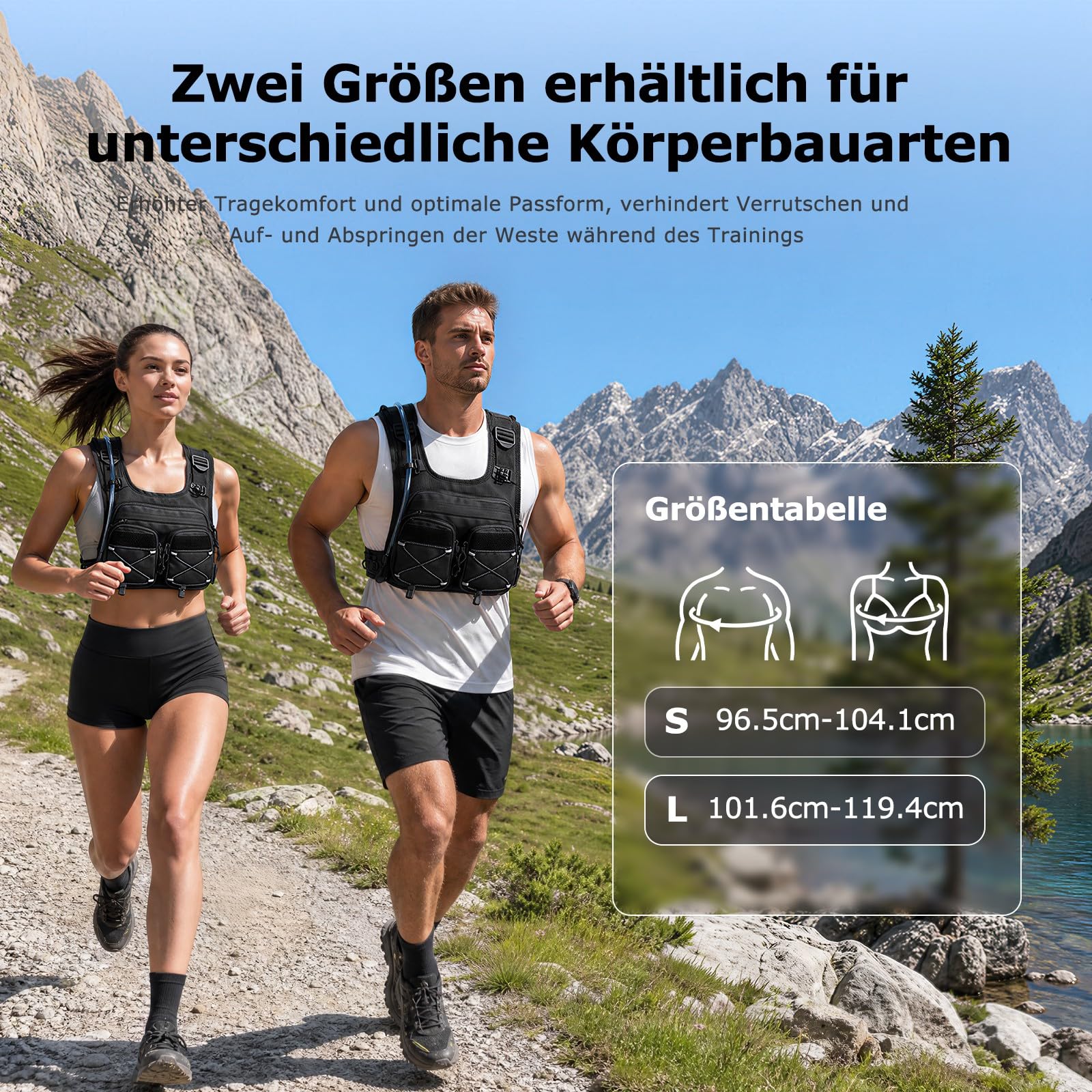Laufweste für Damen und Herren Trinkweste Laufen mit 2L Trinkblase