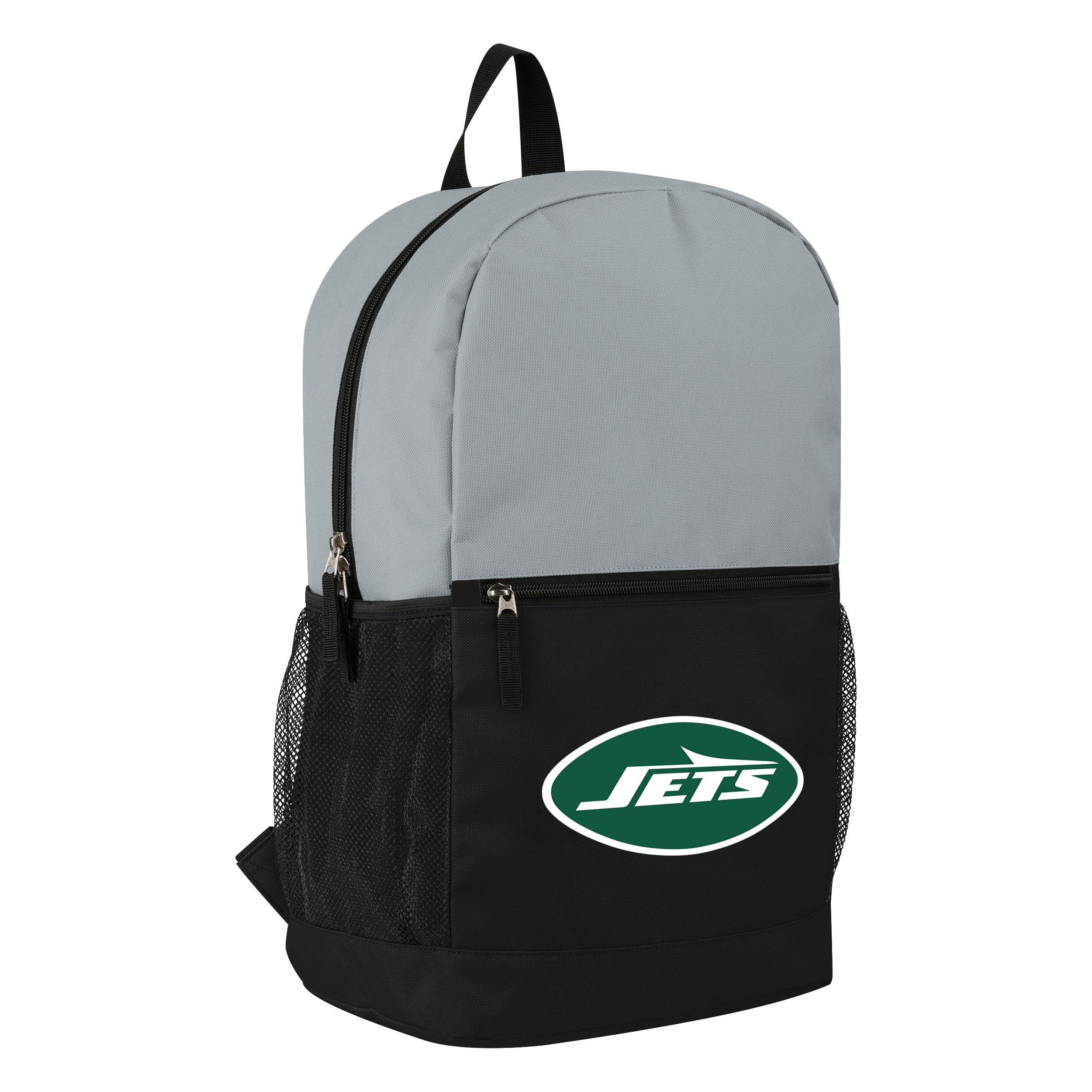FOCO NFL Officially Licensed Football Team Color Primary Logo 2 Tone Big Logo Color Block School Bag Travel Backpack, New York Jets, One Size, Daypack Backpacks