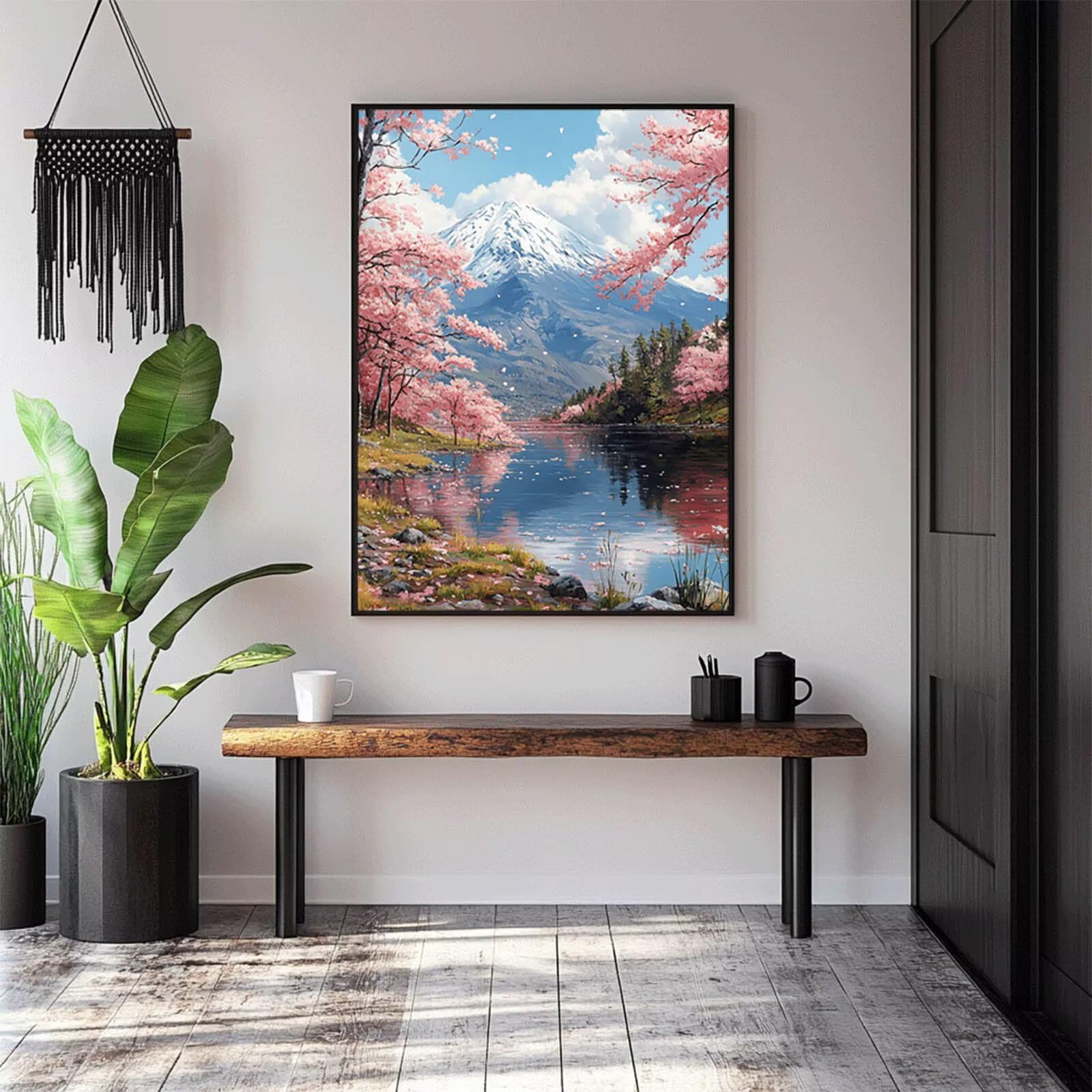 5D DIY Mount Fuji Diamond Painting Kit Albero Strass Ricamo Punto Croce Pittura Diamante Adulto 135 x 100 cm Pittura Diamante Tempo Libero Creativo Adulti per Decorazione Della Parete Uomo THDZ-06335