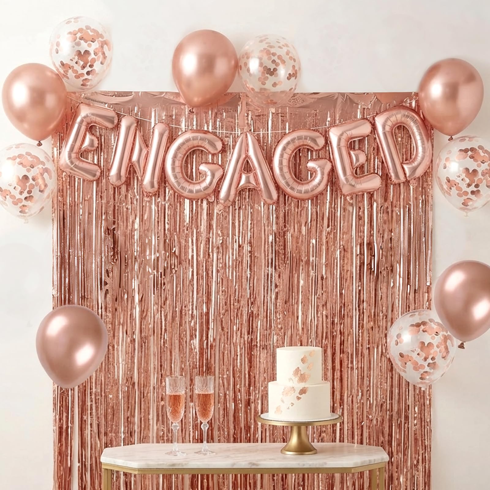 19Pcs Rose Gold ENGAGED Balloon Set for Engagement Party