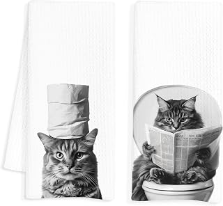 Cat Bathroom Hand Towels Set of 2, Cat Hand Towels for Bathroom, Cat Towels for Cat Lovers, Cat Bathroom Decor, Cat Lover Gifts for Women, Cat Mom Gifts, Cat Lady Gifts for Women, 16x24 Inch