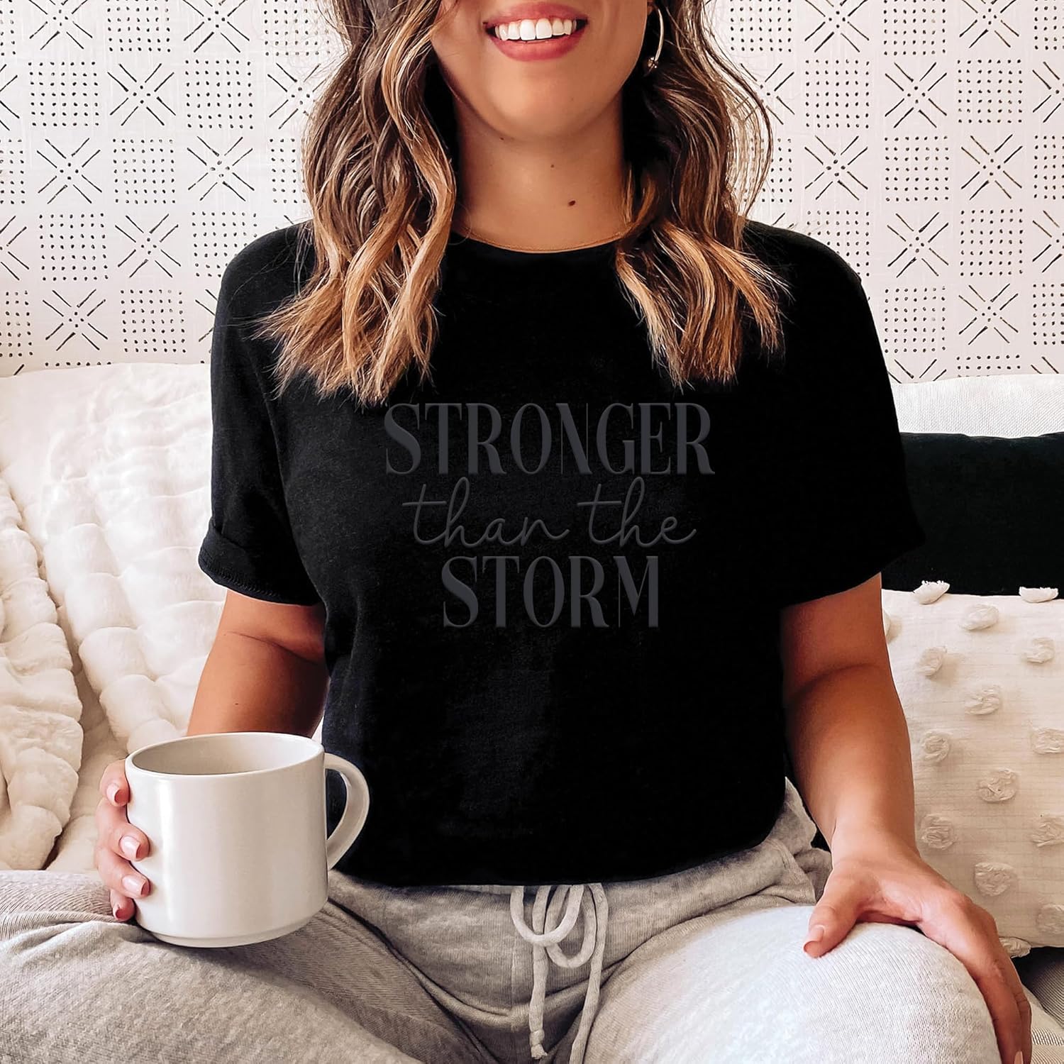 Love in Faith | Stronger Than The Storm | Graphic Print Christian Shirts | Faith-Based Apparel | Unisex - Image 2