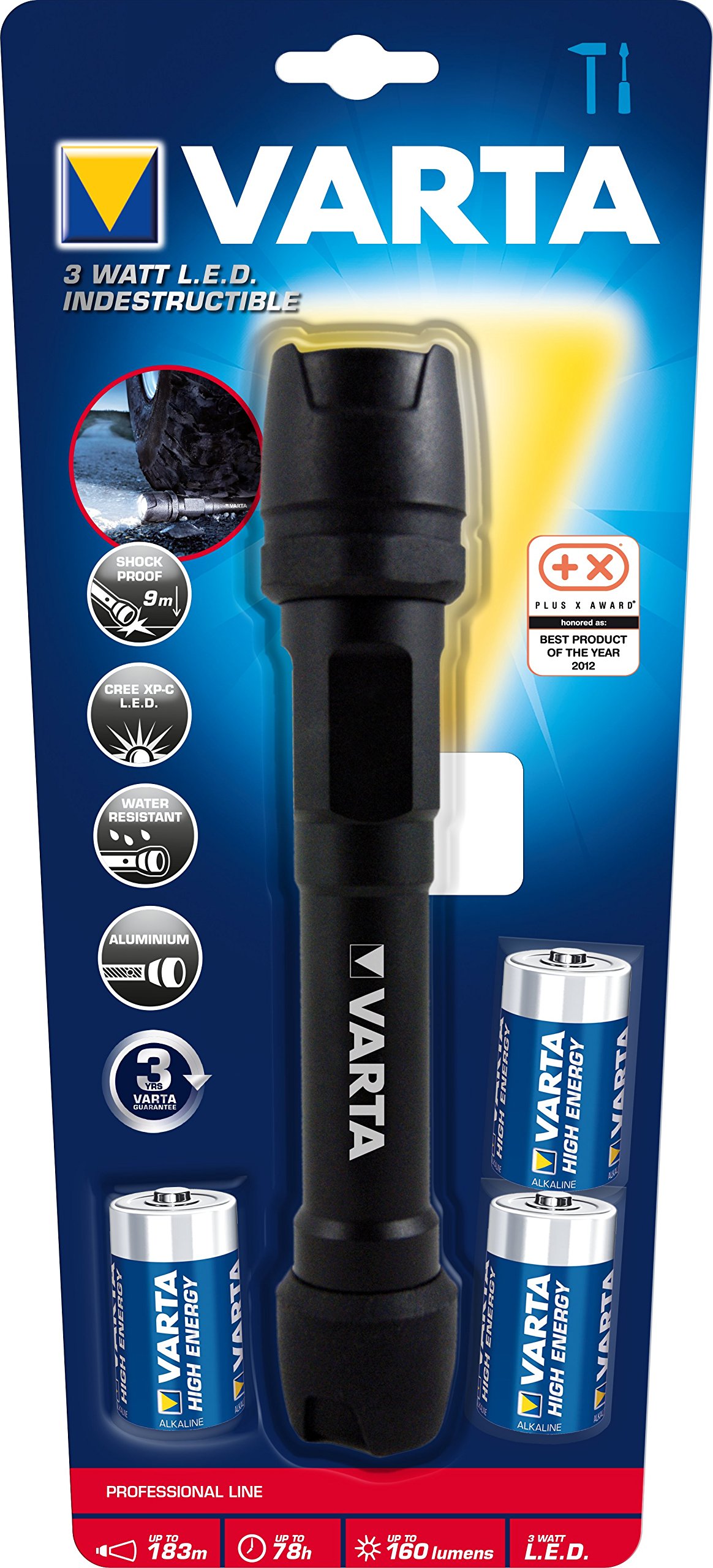 Lampe Torche Vintage Varta 614 – Années 60/70 – Argentée – Fonctionne