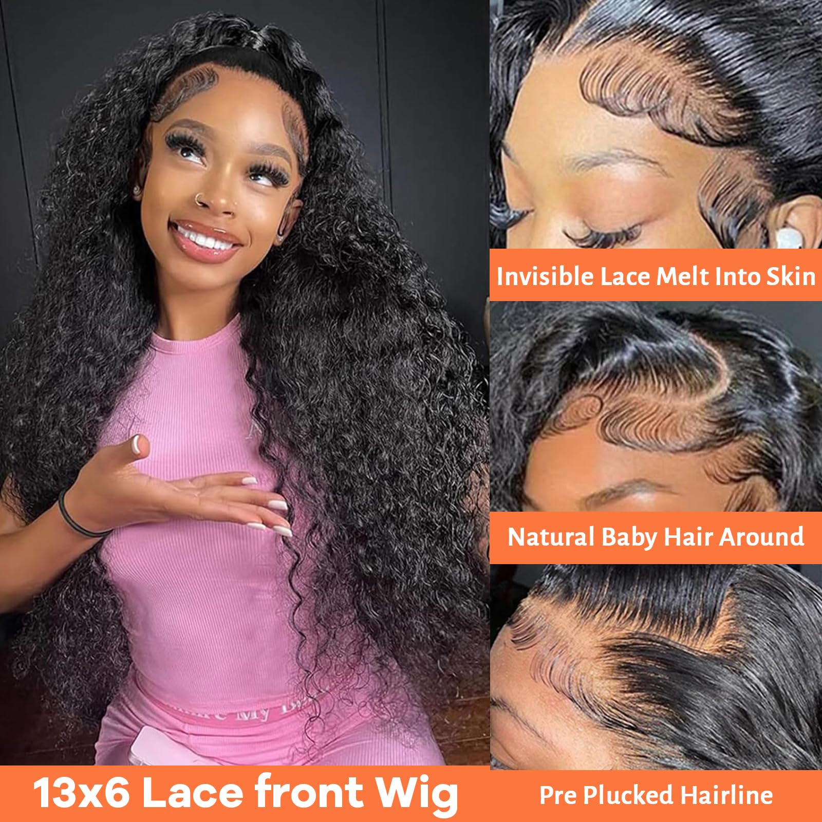 Amazon.com : SYHGK Deep Wave Lace Front Wigs Human Hair 13x6 Hd