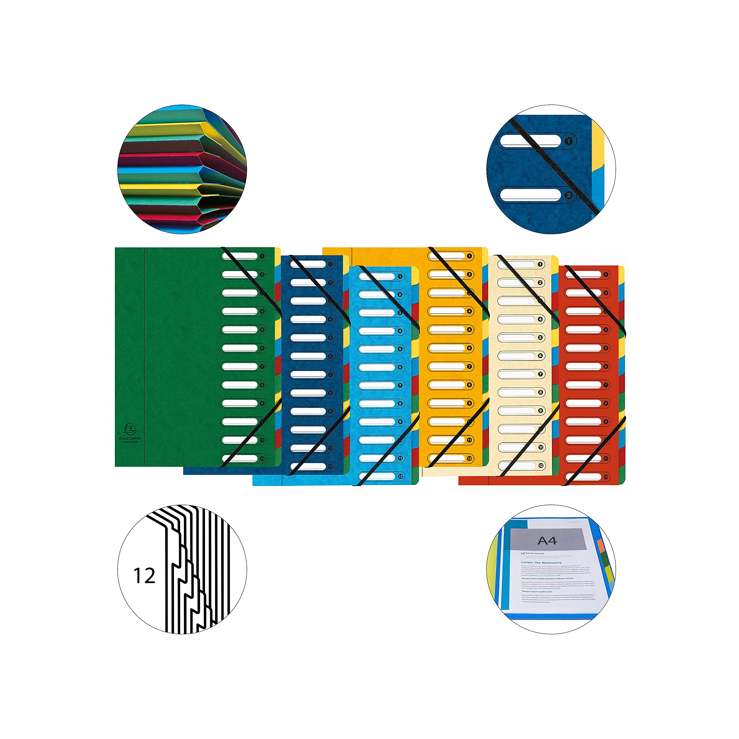 Exacompta 5312E Classificatori a Soffietto, Interno, 24x32 cm, Multicolore