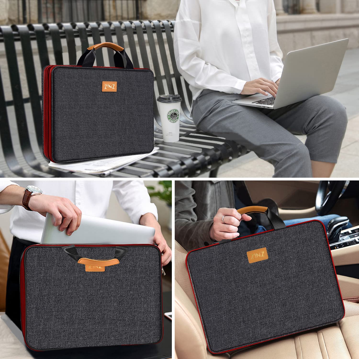 ZINZ Mince et extensible 13 14 15 16 pouces Housse pour ordinateur portable avec poignée imperméable et intérieur doux