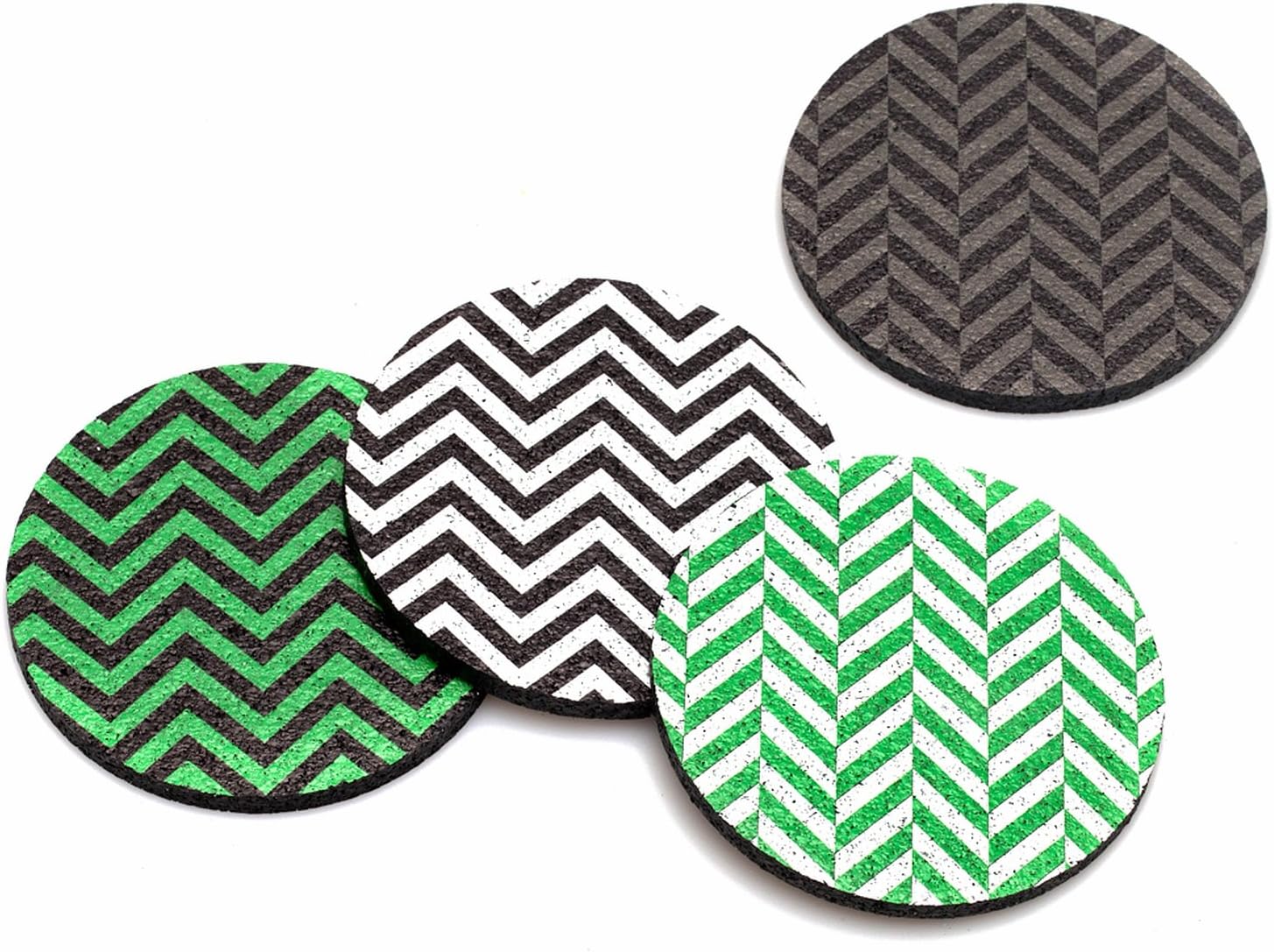 Flox 'Chevron in Chartreuse' Rubber Coasters