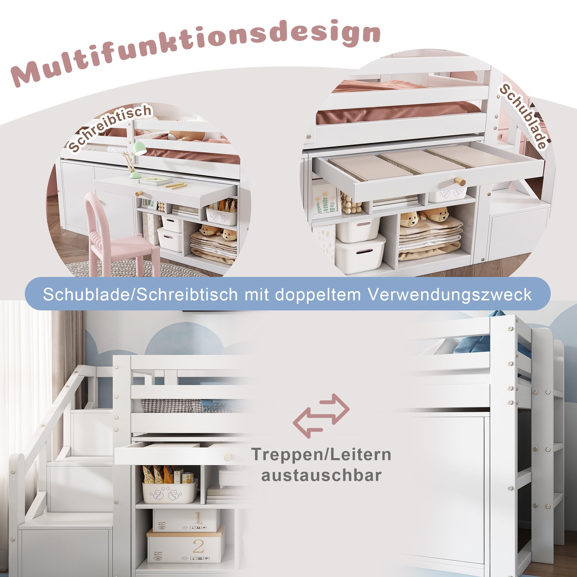 Tavolino Da 80 Cm, In Legno Naturale, Con 3 Cassetti E Frontali Intercambiabili In Rattan A Nido Dape Perfetto Per Soggiorno Ufficio O Spazio Di Lavoro