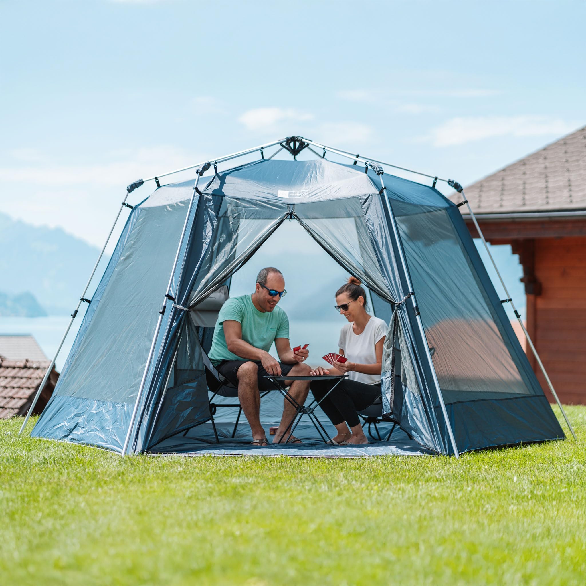 trekony Ausstellungszelt, faltbar aus Aluminium, mit Regencover, kleines Packmaß, Messezelt oder Pavillon, Pop-Up Zelt mit Tragetasche für