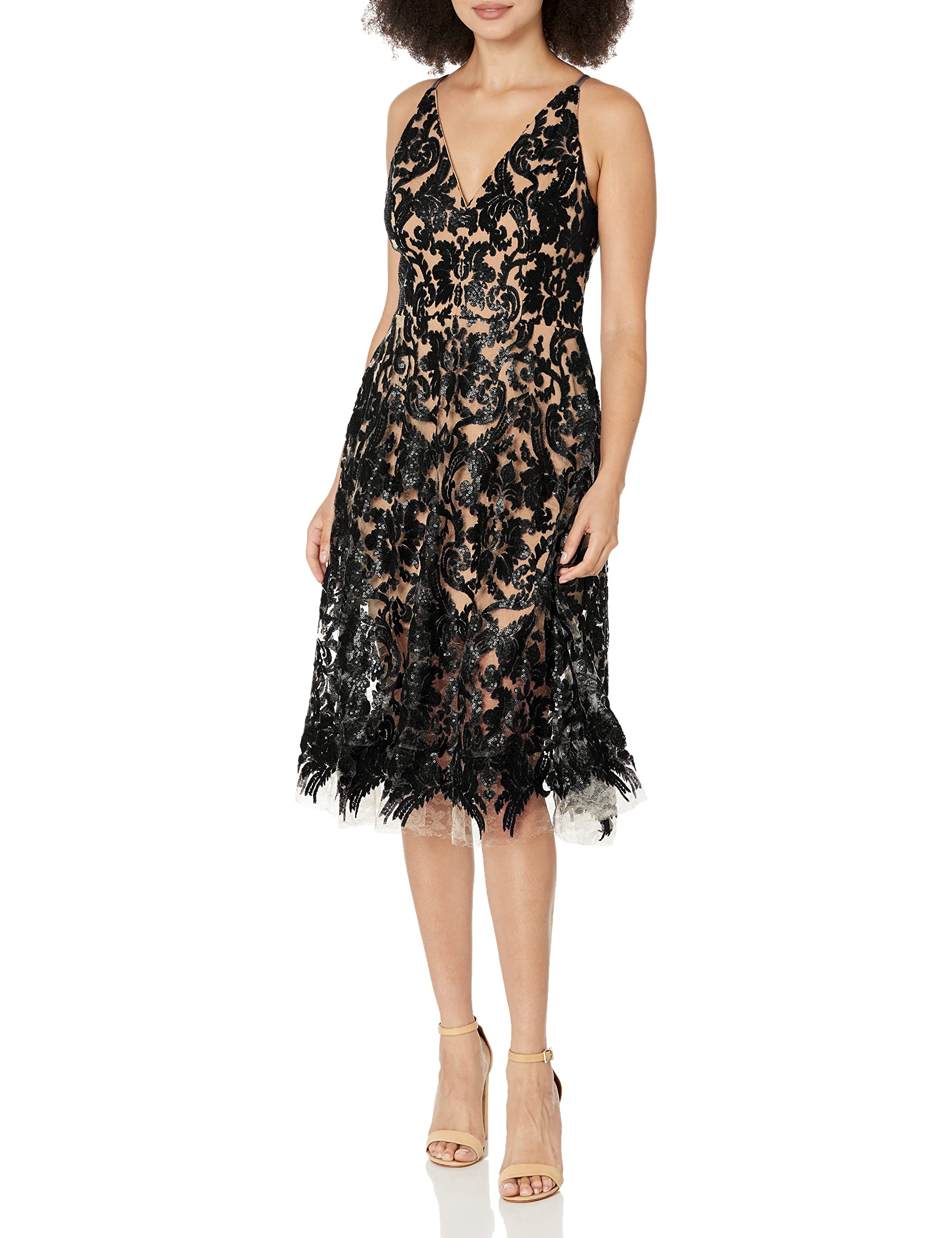 Dress The Population Womens Blair Plunging Fit And Flare Midi | Desertcart INDIA Dress The Population Womens Blair Plunging Fit And Flare Midi | Desertcart INDIA