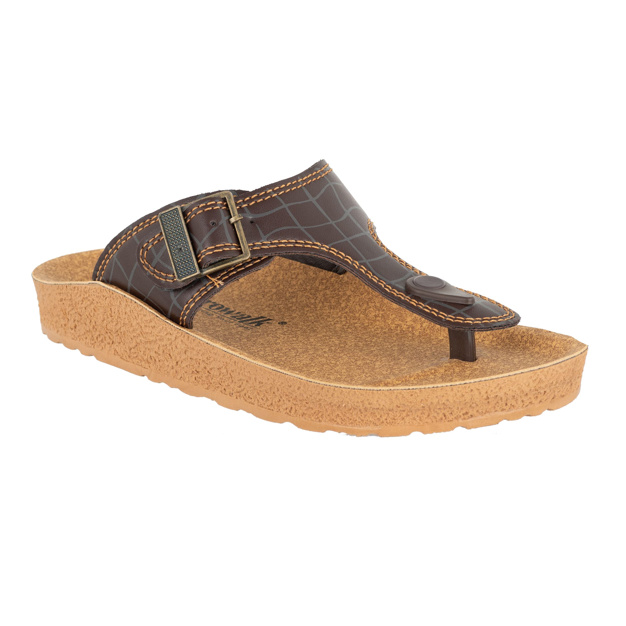 AEROWALK Stylish T-Shape Fashion Sandal/Slipper for Men | Comfortable | Lightweight | Anti Skid | Casual Office Footwear (KC12_DK. BROWN_41)