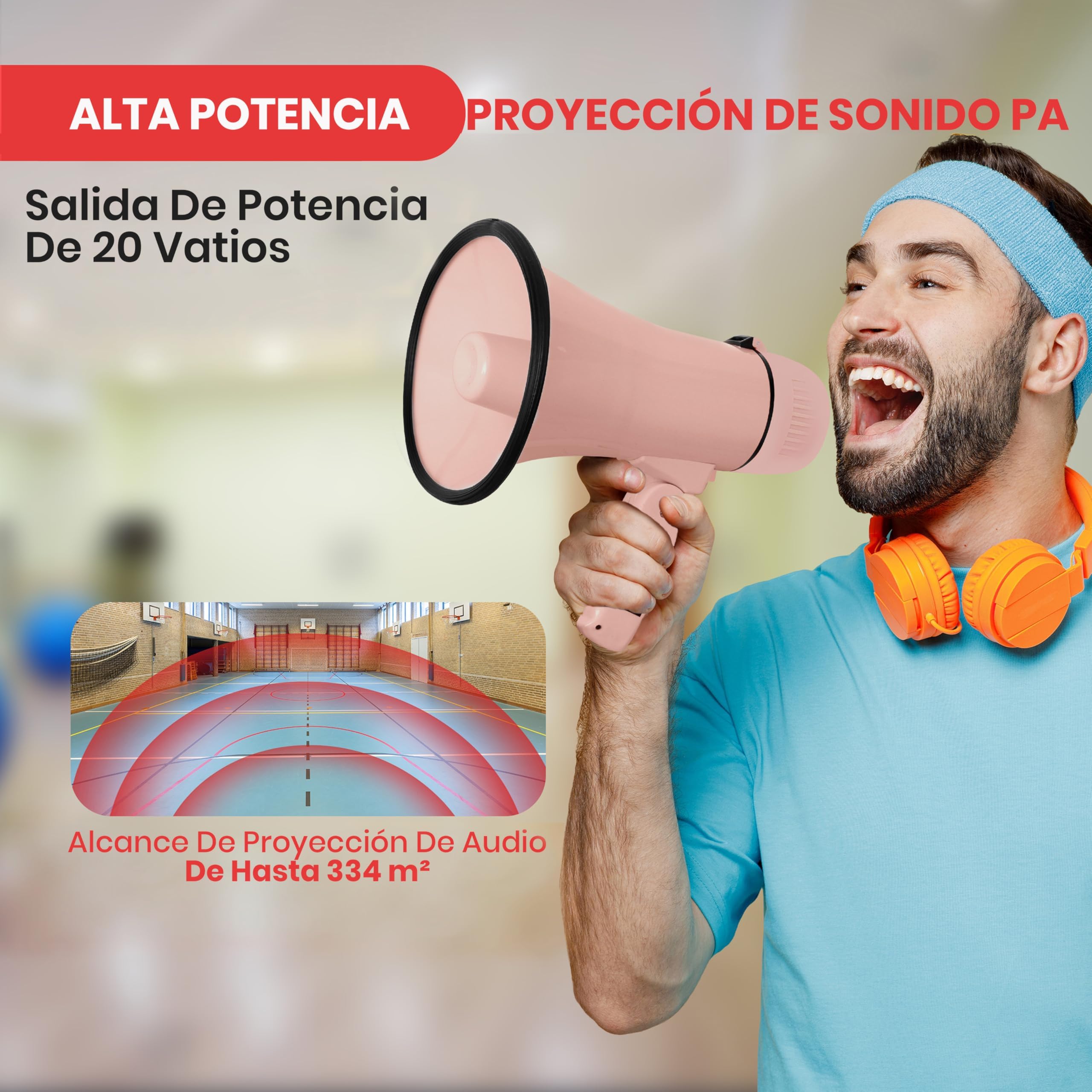 Pyle Megafono Portatil 20V Altavoz Sirena Compacto