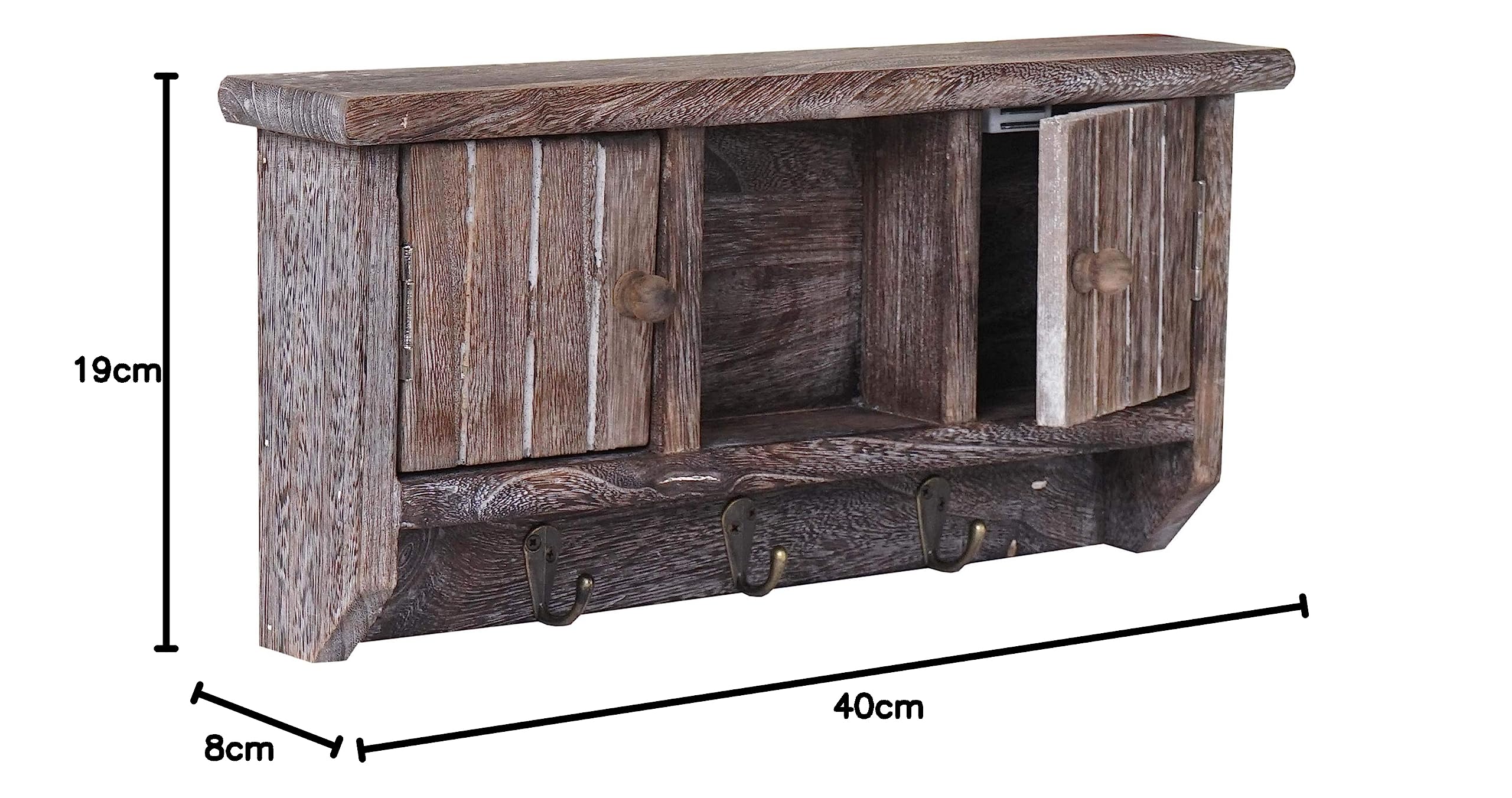 HWC-A48 - Armario para llaves con puertas, madera maciza, certificado MVG, color marrón