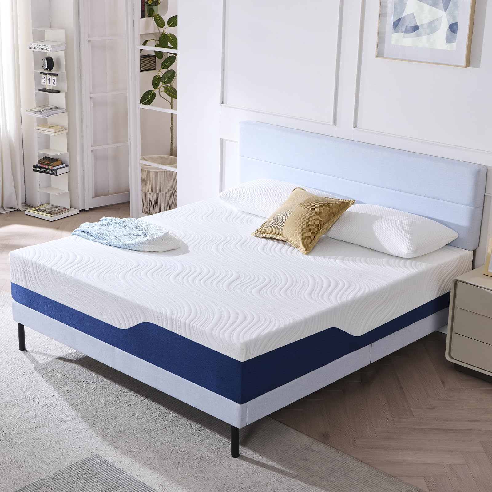 Hiimgo King Mattress (150x200x20cm) – 20cm Medium Firm Memory Foam Mattress with Carved Knitted Cover for Pressure & Back Pain Relief
