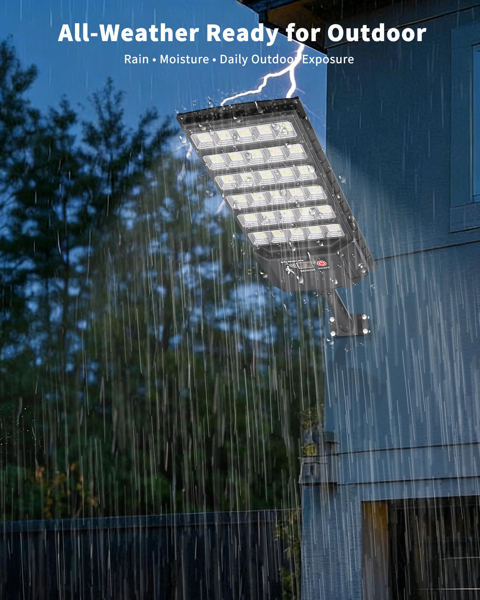Ofuray Farolas Solares Exteriores, 6AH Potente Farola Solar con Sensor de Movimiento, Lámpara Regulable 3000K/4000K/6500K, Foco Solar Luz de Seguridad para Jardín, Patio, Tri-2P