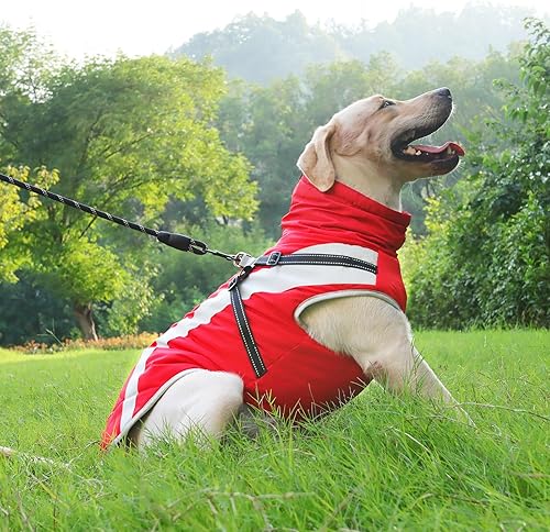 Miniatura 6 de Abrigo impermeable para perro, chaqueta de invierno con arnés integrado, chaleco reflectante de cuello alto para perro, ropa cálida para mascotas,