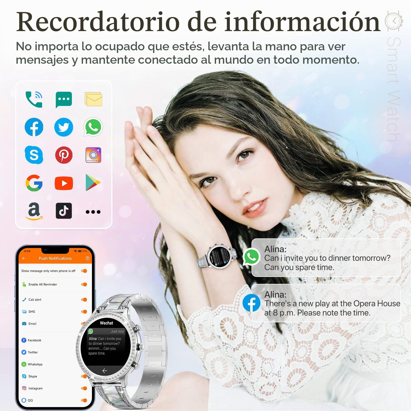 ZKCREATION Reloj Inteligente Mujer con Llamadas y WhatsaApp - Smartwatch Mujer con Presión Arterial Pulsómetro Pulsera Actividad con Monitor Sueño 20 Modo Deportivo Pulsera Reloj Regalos para Mujeres
