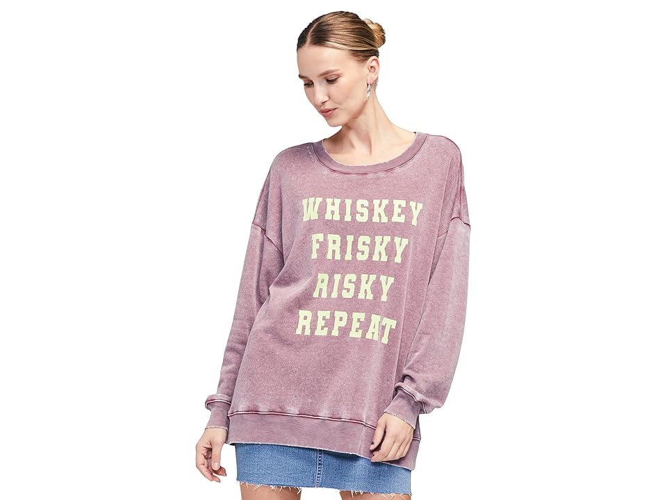 Wildfox Frisky Roadtrip Sweatshirt (Fig) Women's Clothing INTERNATIONAL SHIPPING