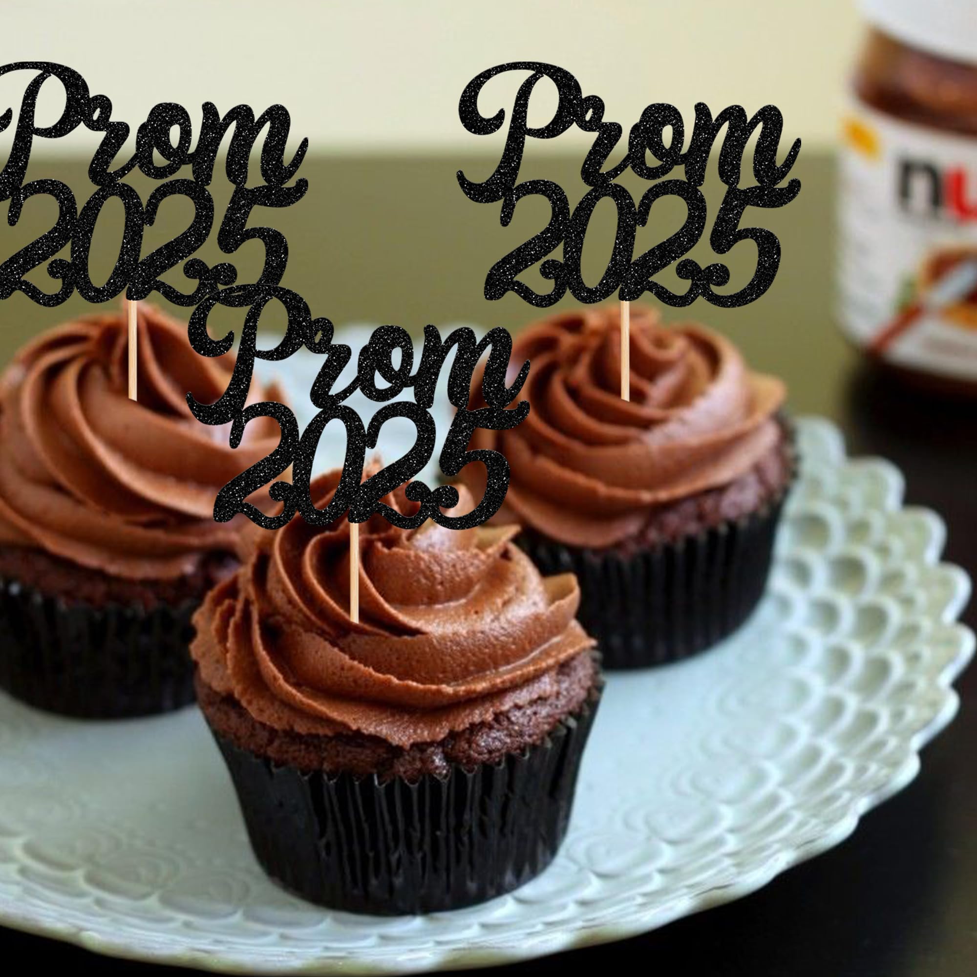 24 Stück Graduation Cupcake Topper – Glitzer 'Class Of 2023', Für Abschlussfeiern & Kuchen-Deko
