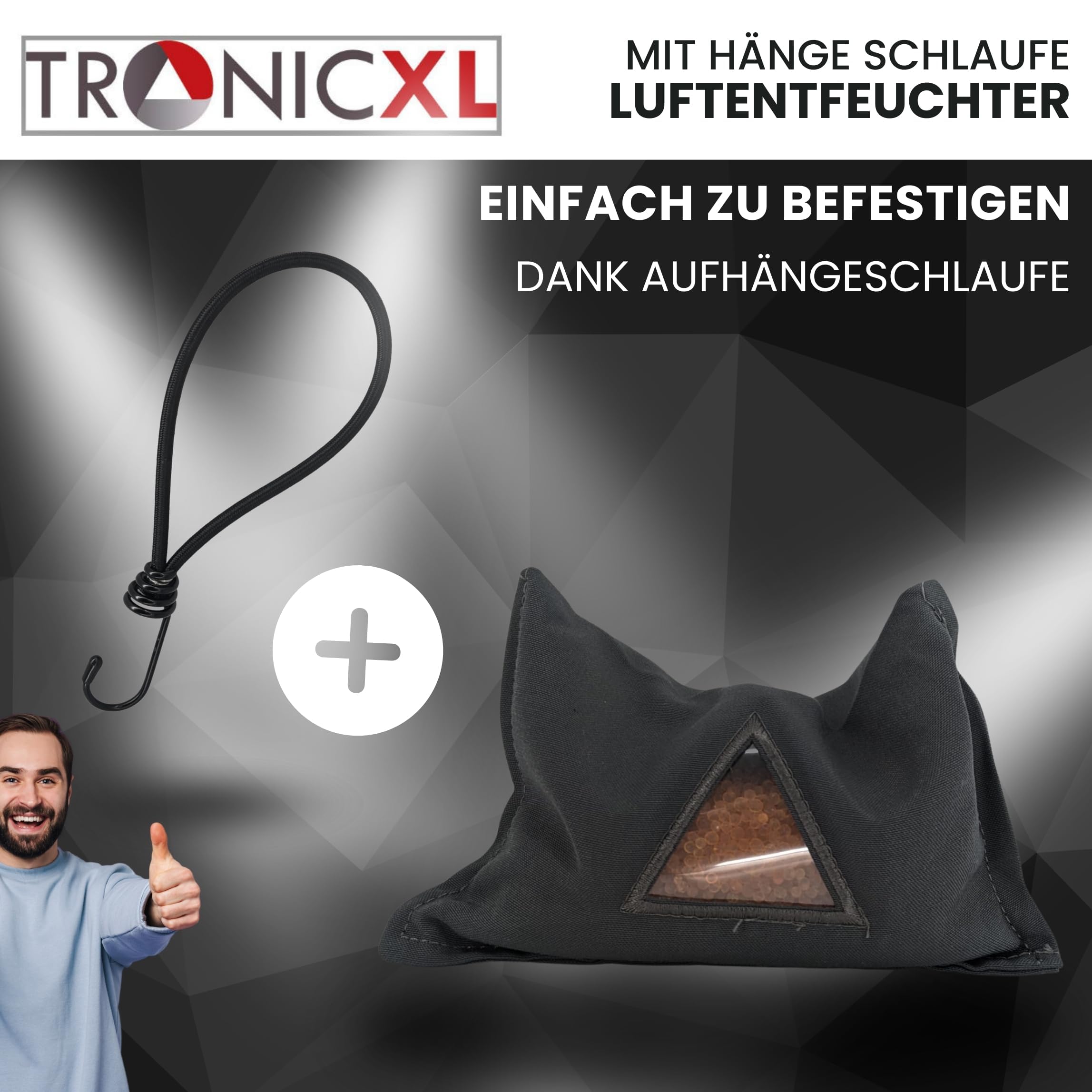 TronicXL 4 cuscini deumidificatori riutilizzabili, da appendere, portatili, per armadio, campeggio, armadio, cucina, casa, granulato, accessori per deumidificatore