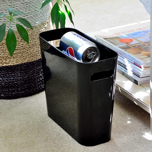 Bote de basura plástico rectangular negro 5.5L miniatura 3
