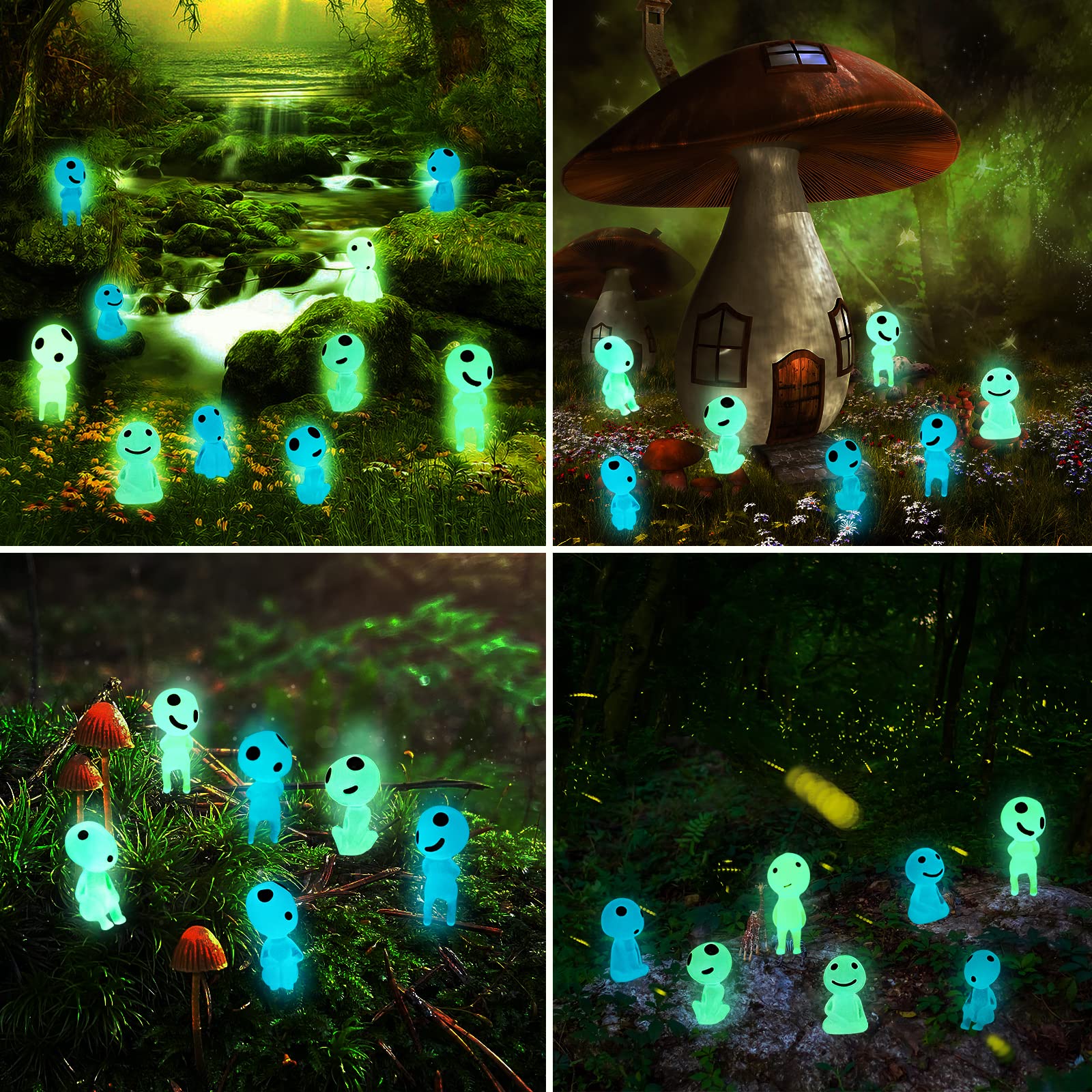 20 piezas de elfos de árbol que brillan en la oscuridad, hada, fantasma, luminoso, micro paisaje, accesorios para decoración de elfos de árbol en miniatura, para jardín, paisaje, acuario, casa 7