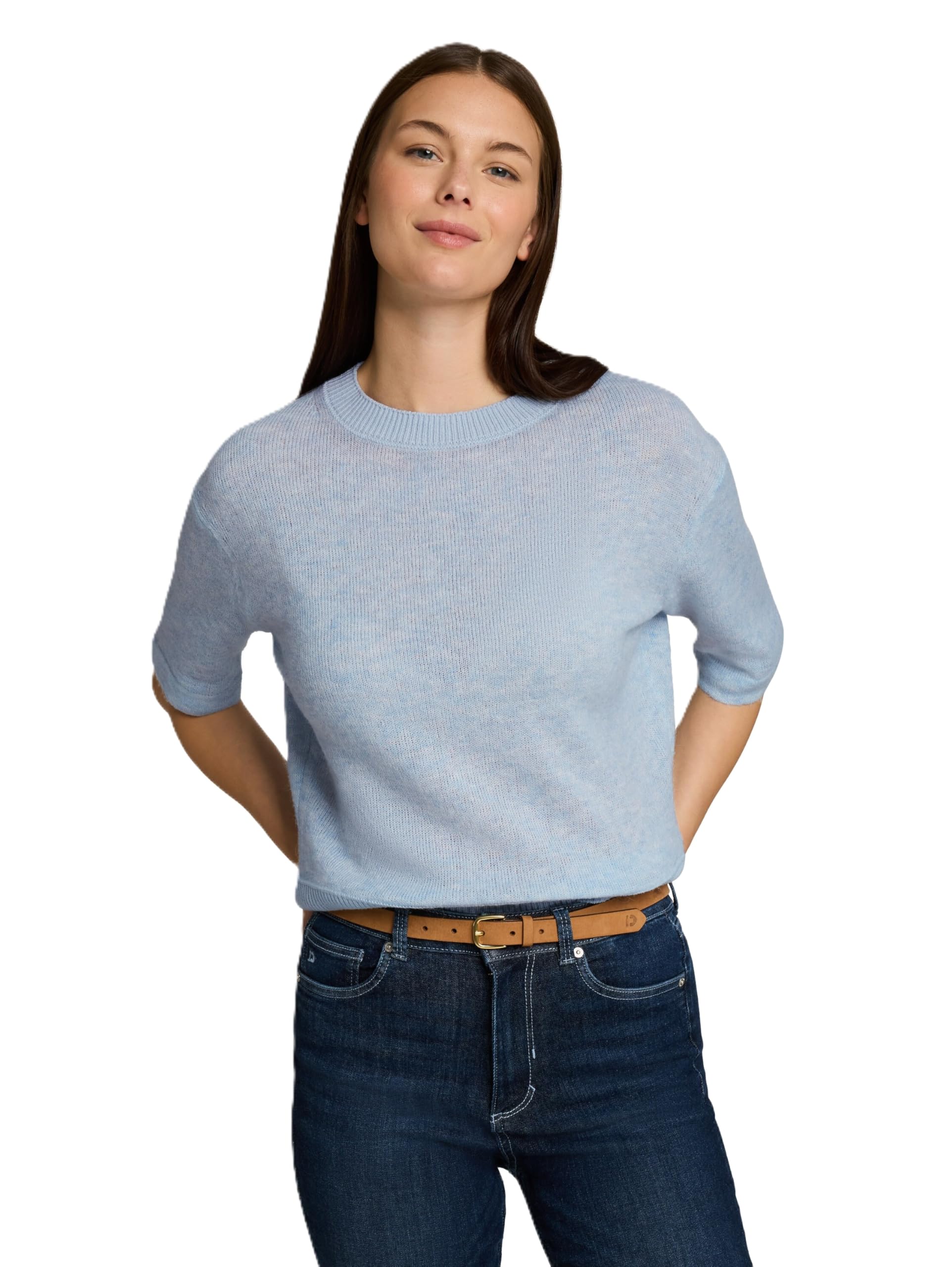 Tom Tailor Damen 1053214 Strickpullover mit kurzen Ärmeln