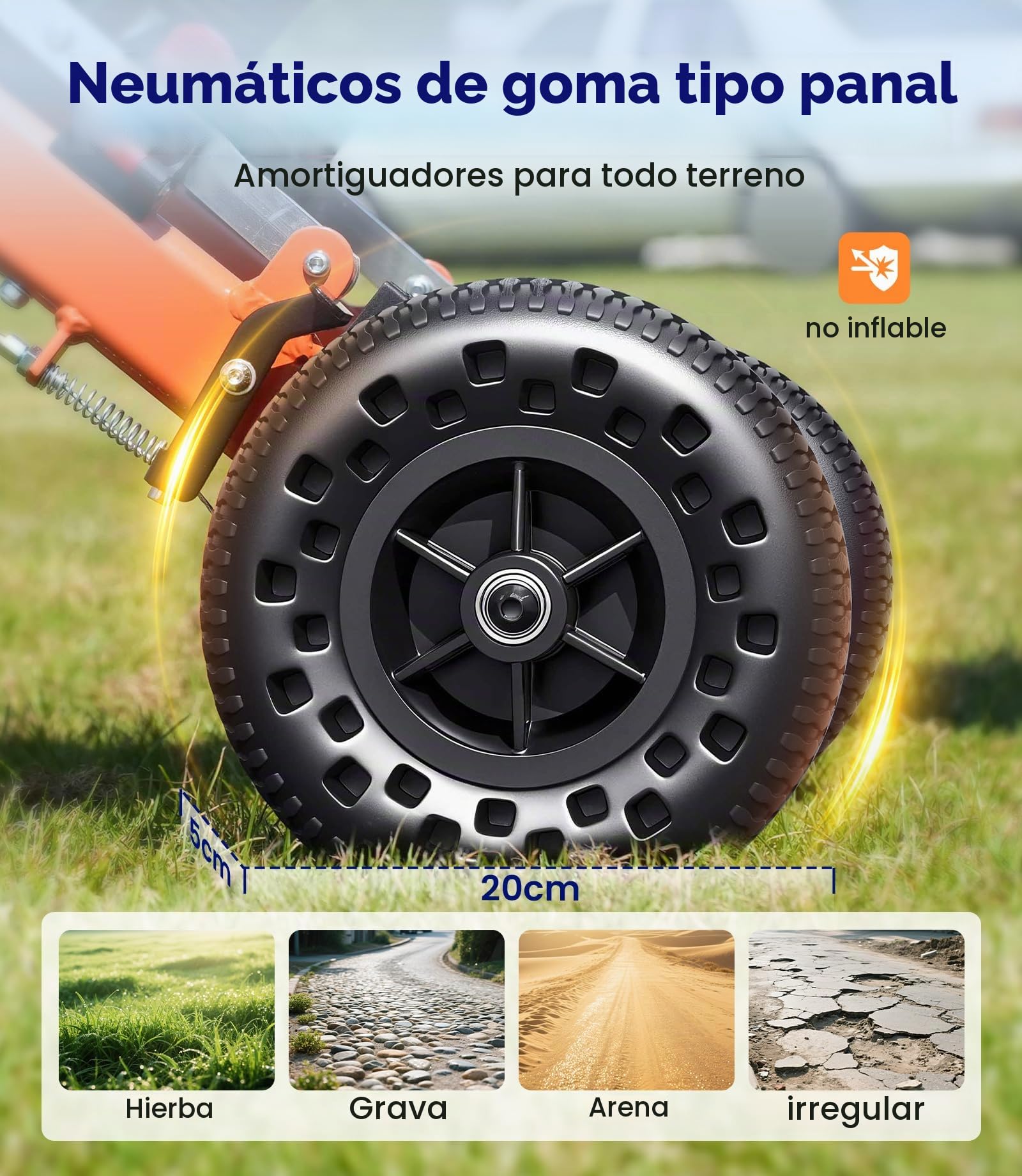 VOCIC U41 Silla de Ruedas Plegable Ultraligera 8.6KG | Silla ruedas transporte viaje en avión,neumáticos panal 20CM todo terreno,aluminio compacta 51CM (Naranja)