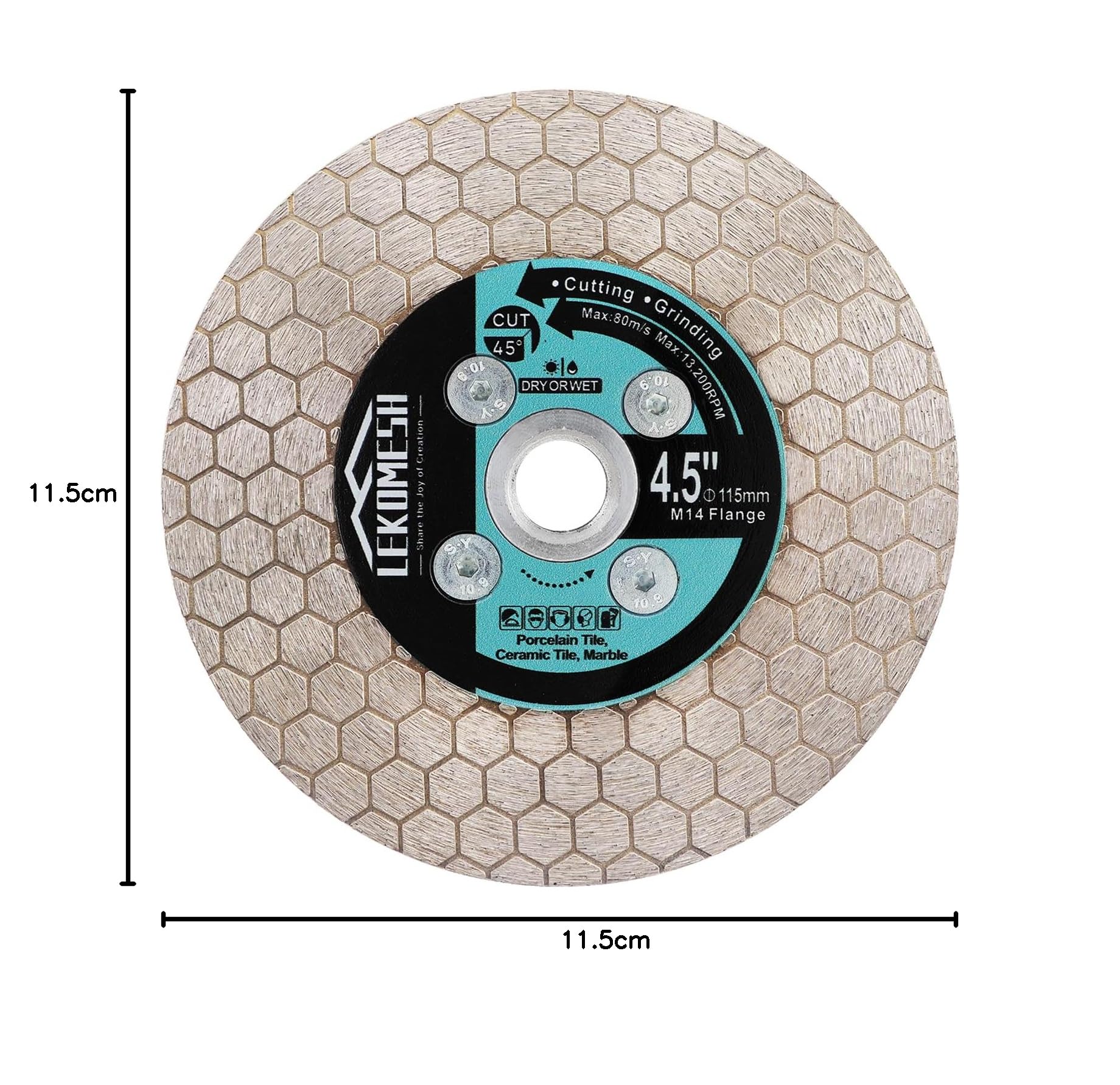 Disco de Diamante 115mm M14 | Disco 2 en 1 para Corte y Lijado de Porcelánico, Azulejos y Mármol | Doble Cara Profesional para Amoladora Angular