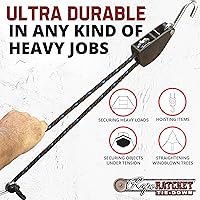 Vista 3 de Rope Ratchet Sistema de polea de bloque y aparejos de 3/8", Polipasto ajustable para equipo de elevación, Plataforma de utilidad al aire libre