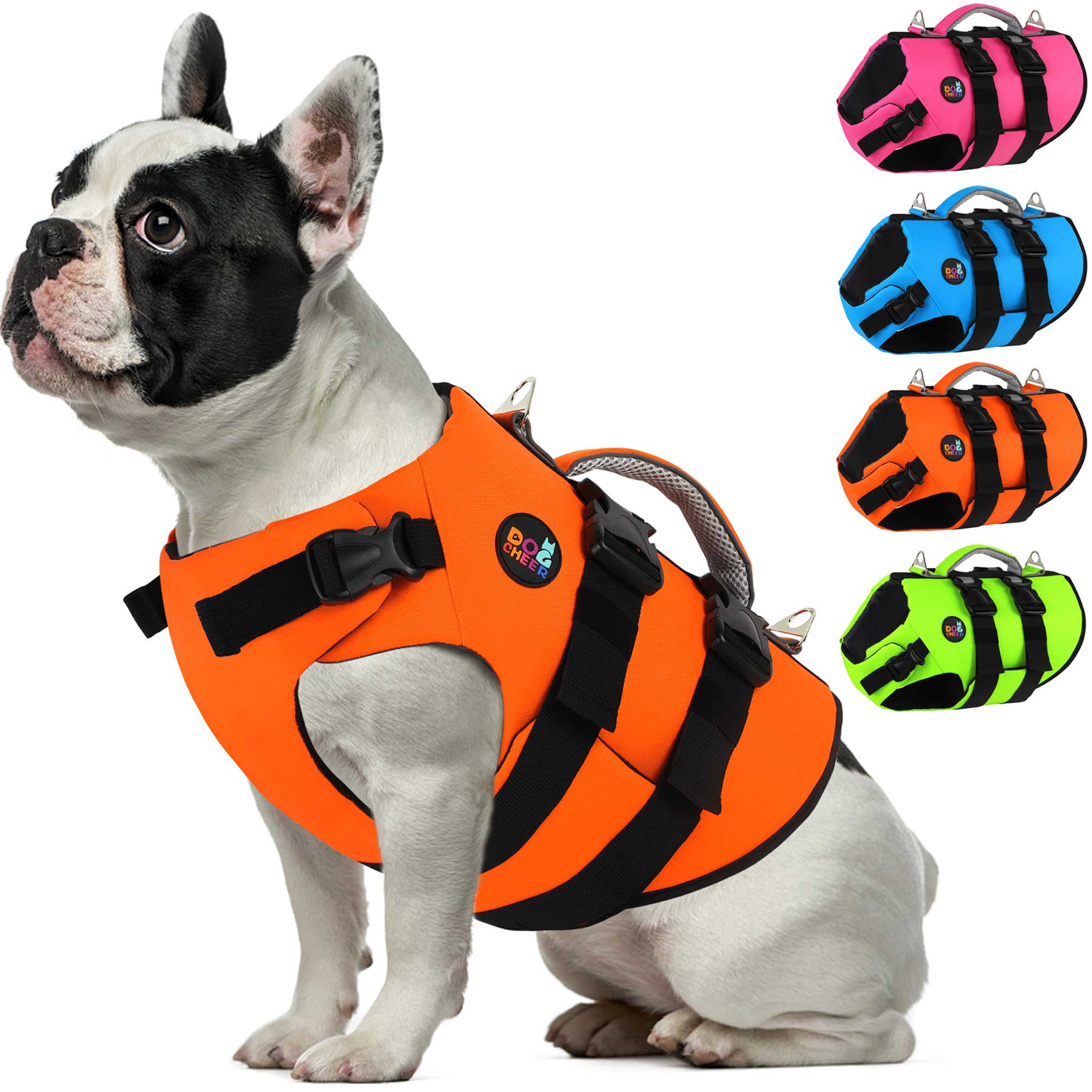 Dogcheer Dog Harness Life Jacket, High Buoyancy Neoprene Dog Life Vest for Swimming Boating, Adjustable Puppy Swim Vest Reflective Pet Float Vest for