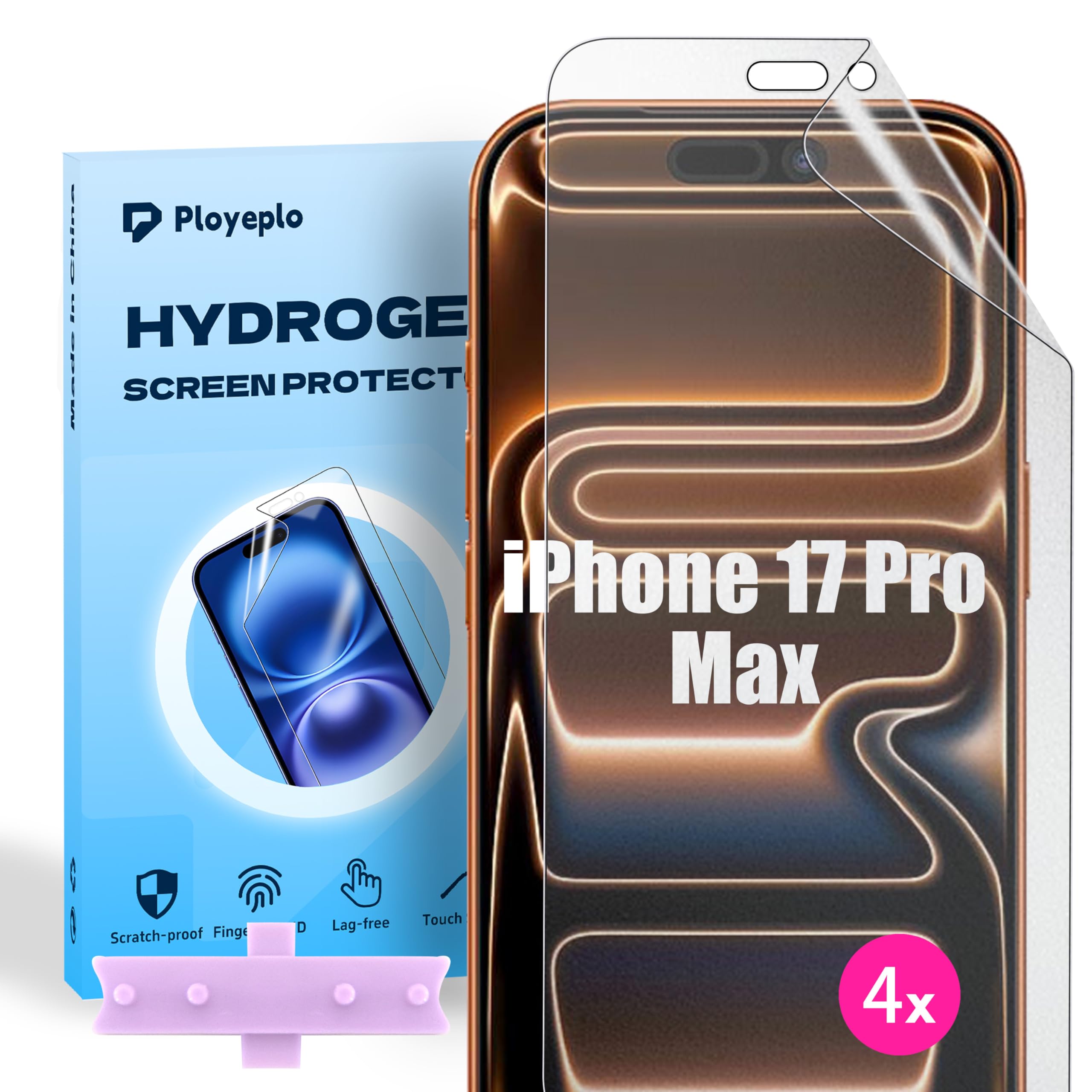 [4pcs Hidrogel Protector de Pantalla Mate para iPhone 17 Pro Max, TPU Protector mate antirreflejos, película protectora de pantalla flexible