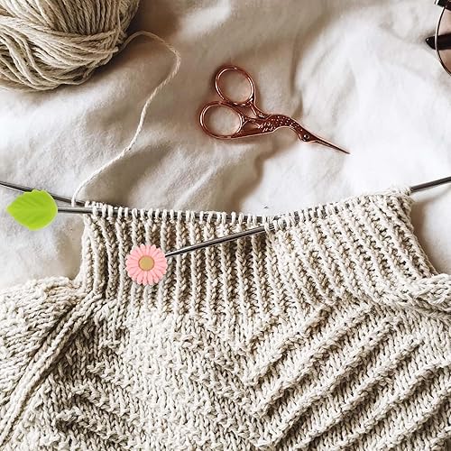 Miniatura 6 de 8 tapones de aguja de tejer, tapas de aguja de tejer de hojas de margarita, protectores de punta de aguja de tejer de silicona, accesorios para