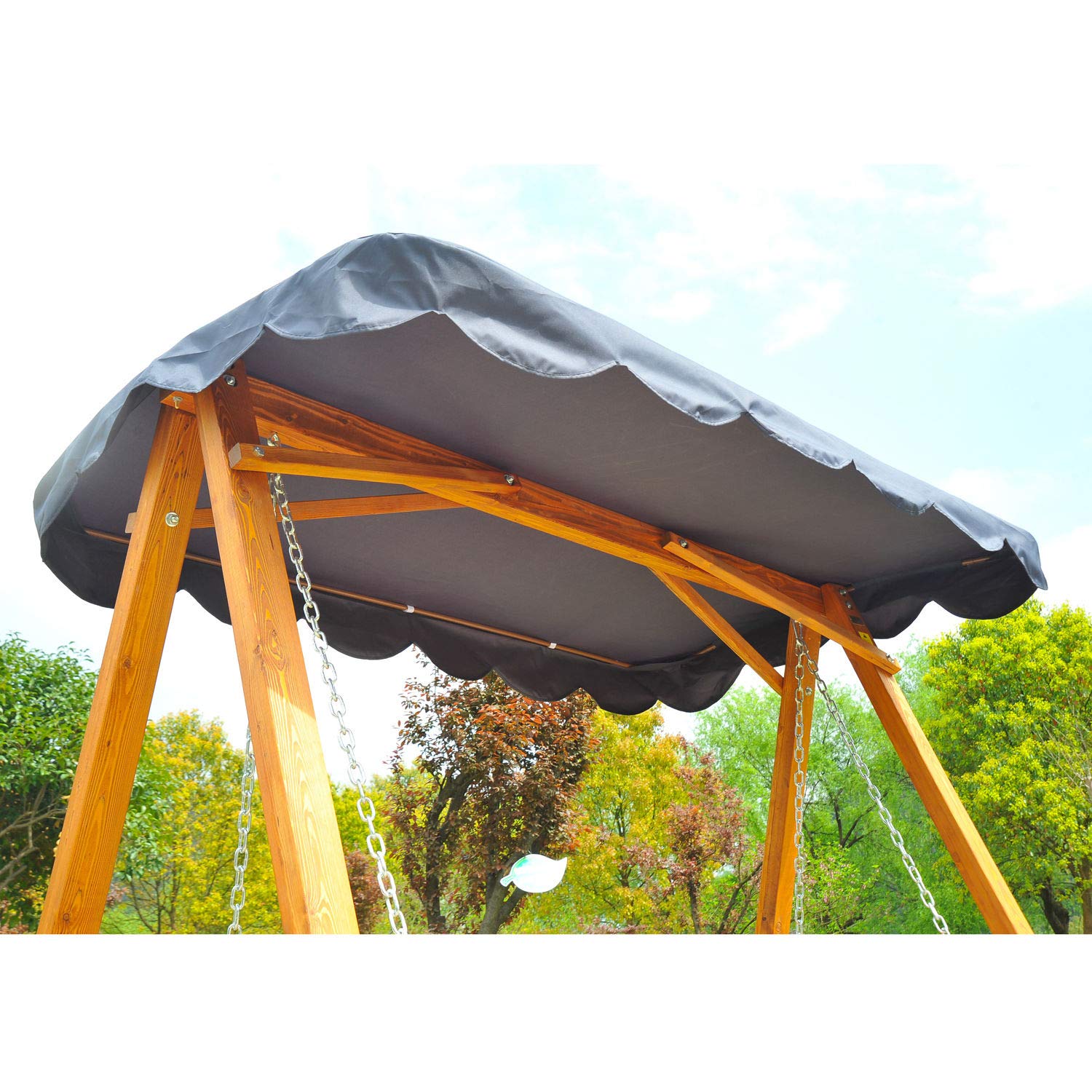 Outsunny - Dondolo con baldacchino 3 posti altalena da giardino panchina swing in legno