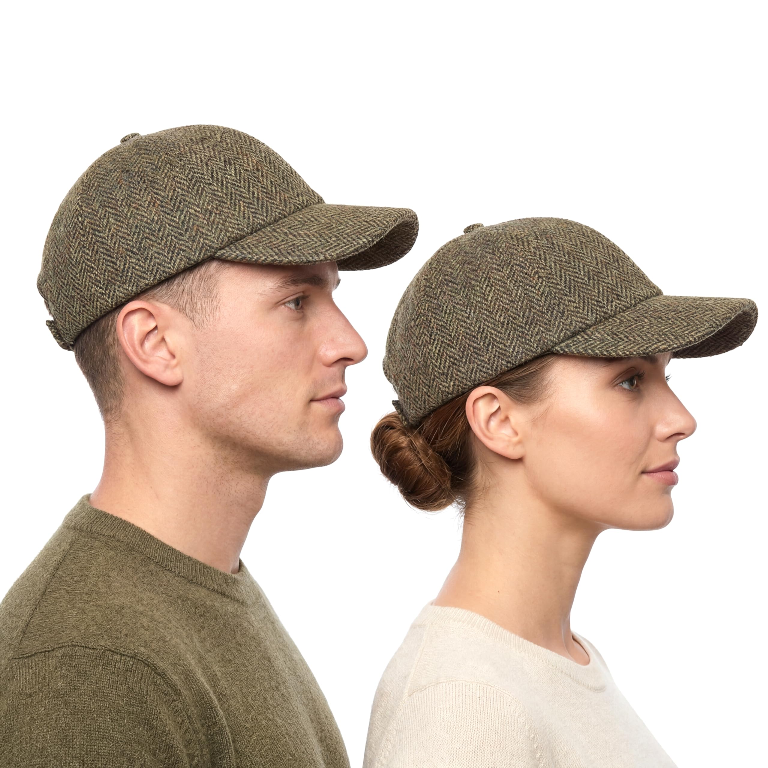 Tartan Tweeds Harris Tweed Men's Baseball Cap Adjustable Hat (Brown Herringbone)