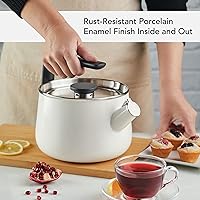 Vista 5 de KitchenAid Teakettles Enamel-on-Steel Stovetop Whistling Teakettle, Induction Ready, Stainless steel Lid, 2 Quart - White