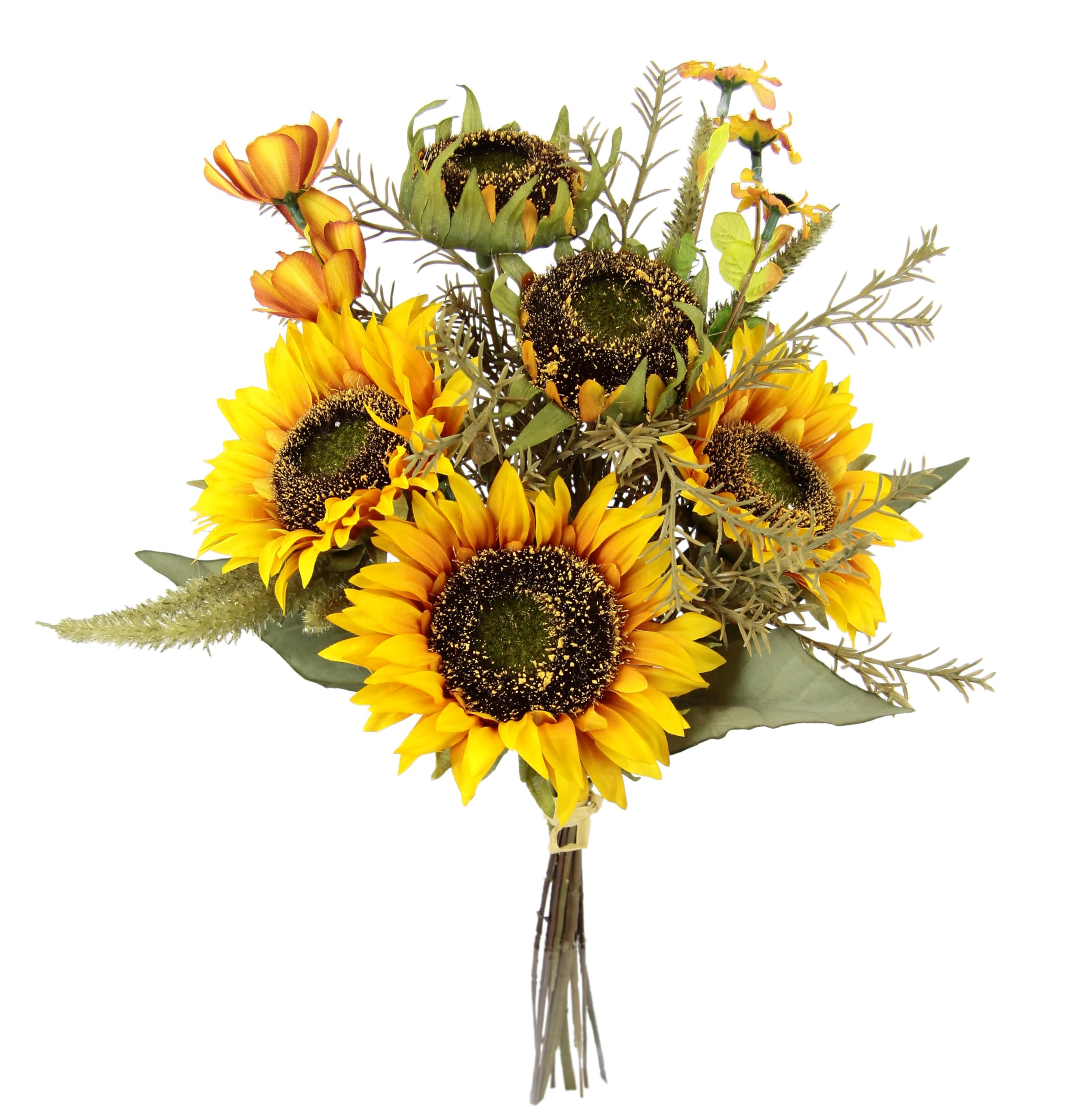 Kunstblumenstrauß Sonnenblumen 43 cm Strauß Blumensträuße Seidenblumen Kunstblumen Dekoblumen Bouquet Hochzeit Haus Herbstdeko Herbstblumen Sonnenblumenstrauß Mittelstück Tischdeko wie echt