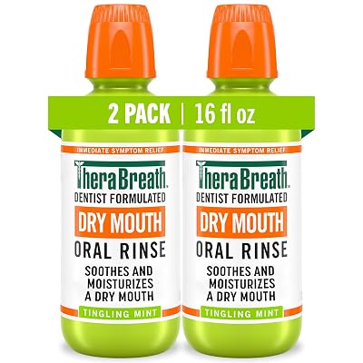 TheraBreath Dry Mouth Oral Rinse, Tingling Mint, Dentist Formulated, 16 Fl Oz (2-Pack)