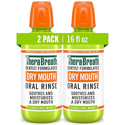 TheraBreath Enjuague oral de boca seca, menta hormigueante, formulado por dentistas, 16 onzas líquidas (paquete de 2)