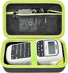 Cas compatible avec Brother pour P-Touch PTH110/ PRTH110/ Pro PT-H111/ PTE110 Portable Label Maker, Organisateur de porte-étiquettes, AC Adaptateur, Câbles de charge (boîte seulement) -Black-Storage organisé avec la poche de mesh pour rubans d'étiquette,