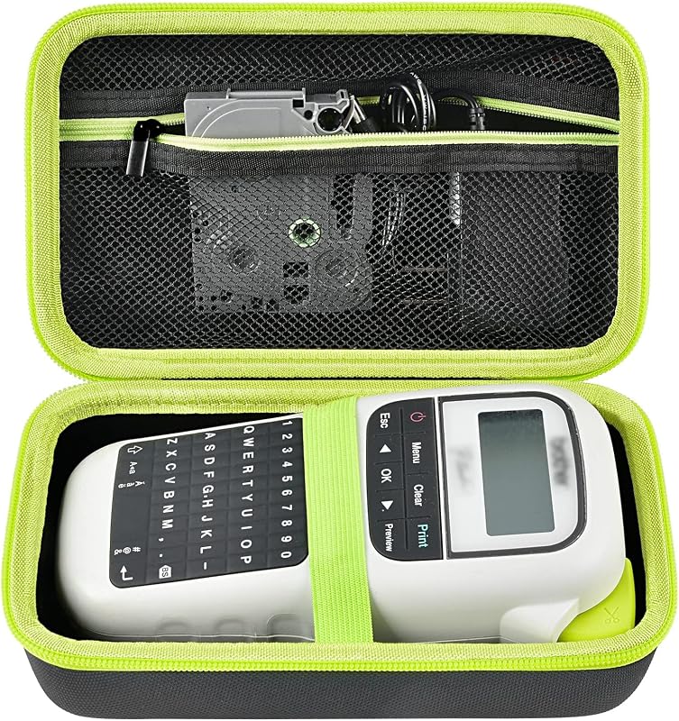 GWCASE Label Maker Case for Brother P-Touch PTH110BP/PTH110/PTH111/PTE110 | Organized Storage with Mesh Pocket for Label Tapes, AC Adapter and Cables; Home, Office and On-the-Go Use; Black, Case Only