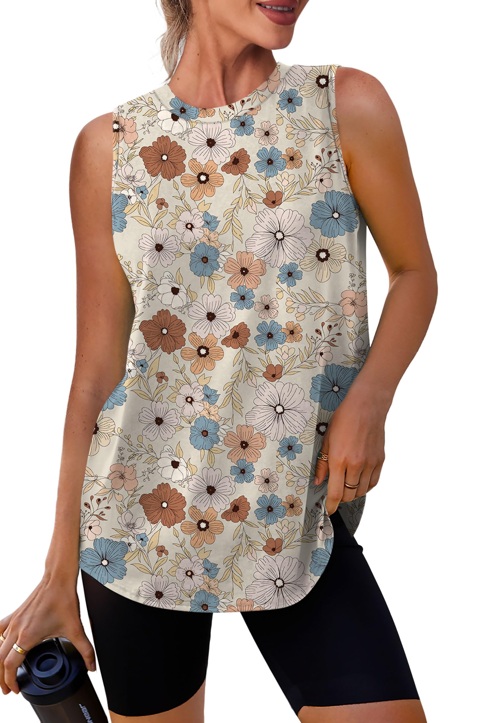Womens Workout Tank Tops Lightweight Sleeveless Shirts for Women Loose Fit Tops for Athletic Running Tennis Yoga