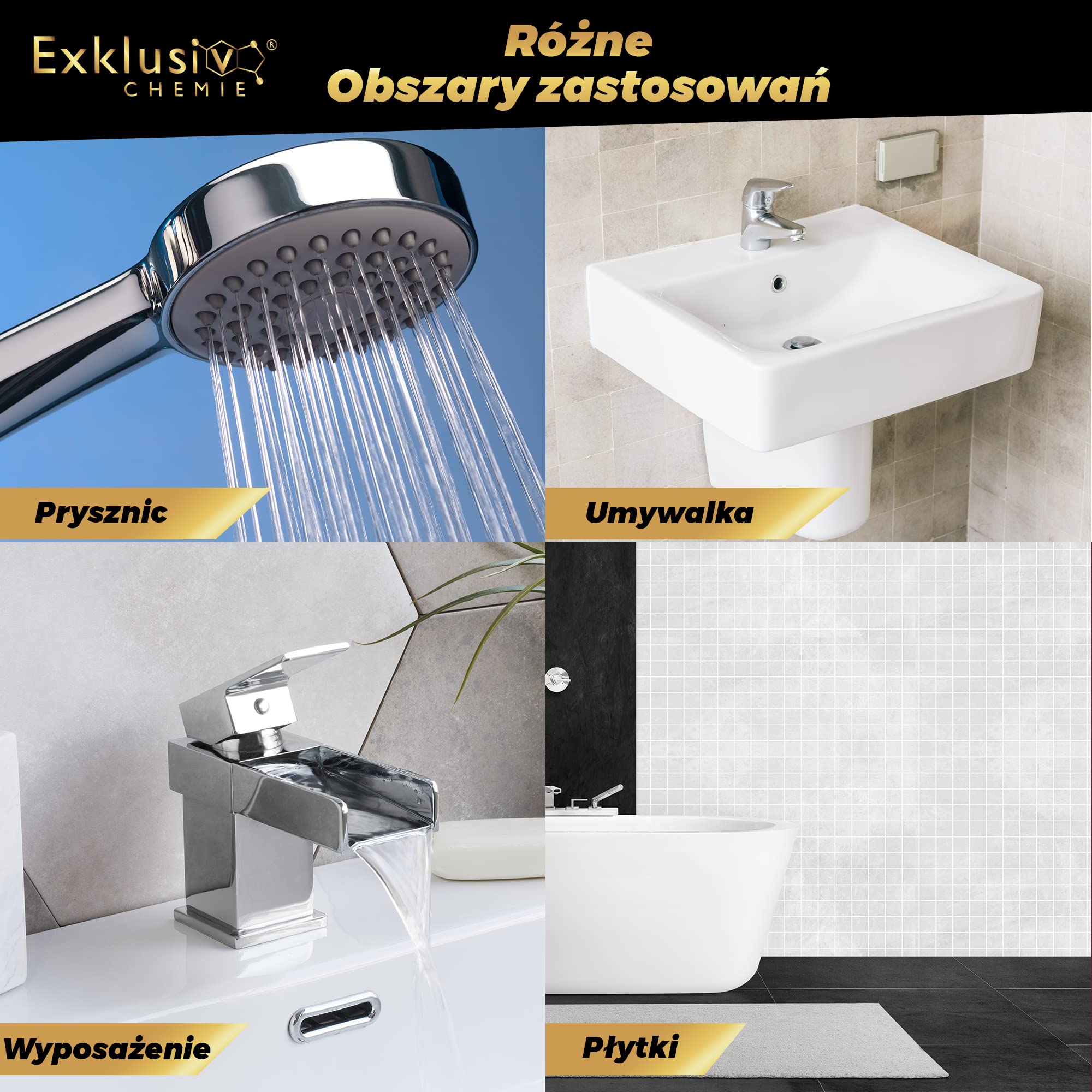 Exklusiv Chemie® Uszczelnianie łazienki i ceramiki | Uszczelnianie szkła | Uszczelnianie łazienki z efektem lotosu | Uszczelnianie powierzchni z efektem brokatu | 500 ml