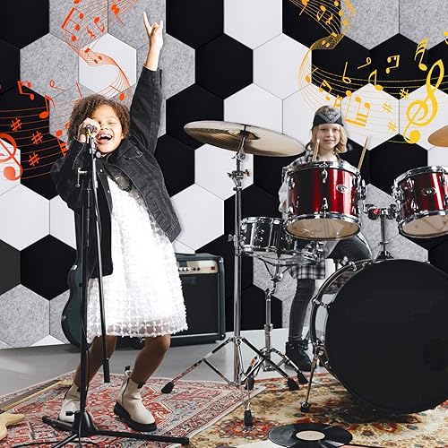 Miniatura 6 de Paquete de 18 paneles acústicos autoadhesivos para pared, de alta densidad, panel de tratamiento acústico utilizado en el hogar y oficinas, 12 x 10