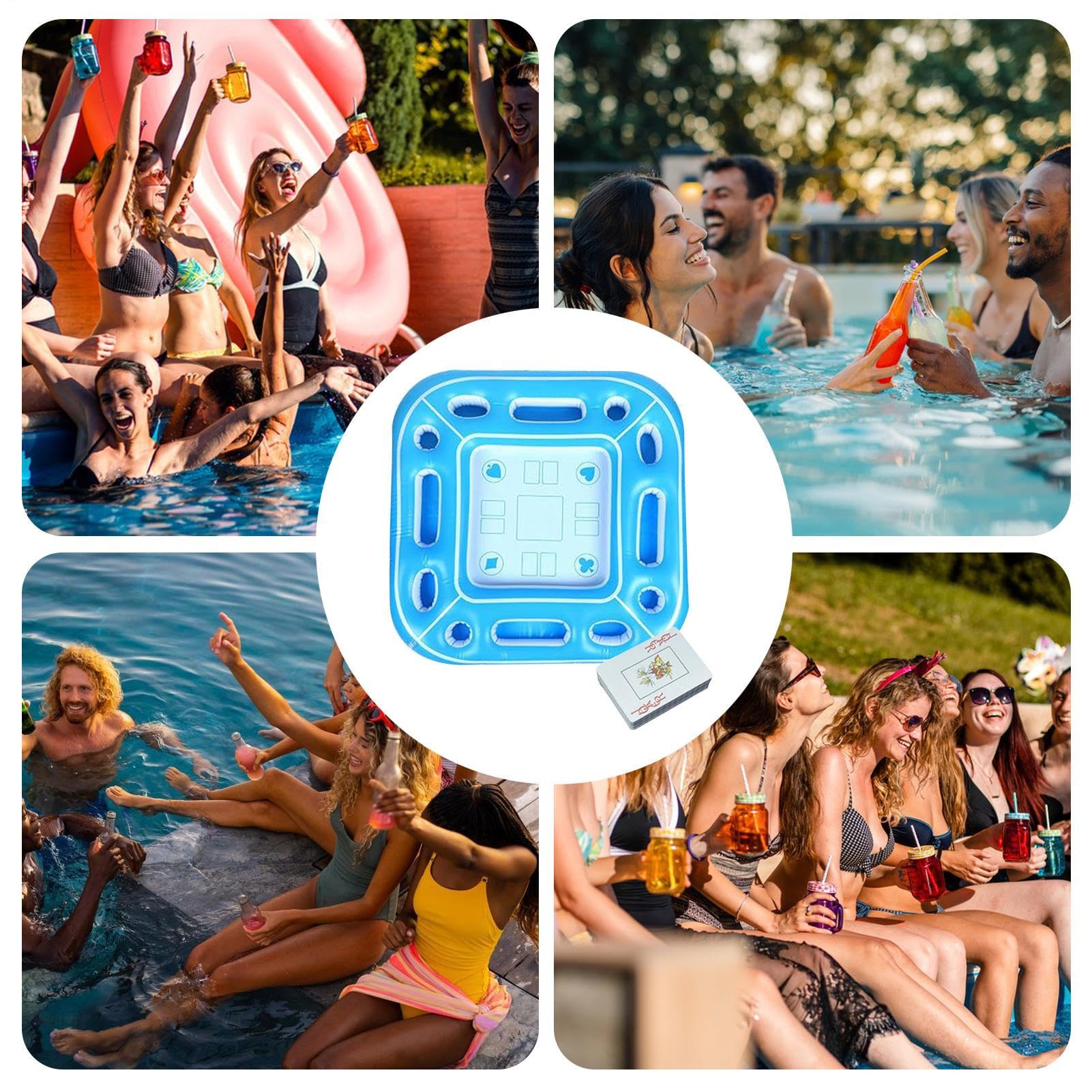 Schwimmender Tisch – Aufblasbare Poolbar | Aufblasbares PVC-Schwimmtablett, ein Muss für heißes Wetter, einfach zu bedienender Whirlpool, Lebensmittel-Getränke-Tablett, tragbar für Innenbereich