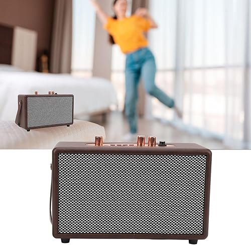 Miniatura 3 de Altavoz portátil retro, altavoz vintage de piel sintética con 10 W x 2 altavoces duales, tiempo de reproducción de 8 horas de duración, entrada