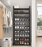 Vista 4 de STO STO 10-Tier Shoe Rack with Sturdy Mesh Shelves, Tall Metal Shoe Organizer for Entryway, Closet, Garage, Front Door, Holds 30 Pairs, Free