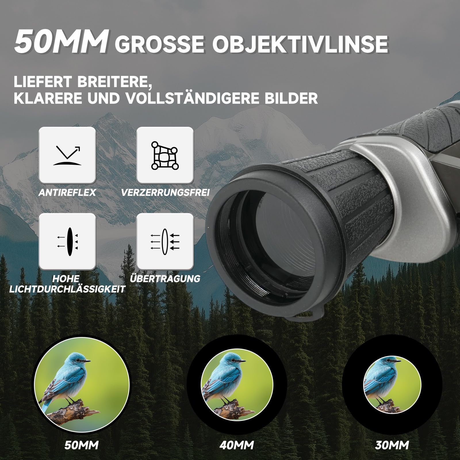 Lornetka 7x50 HD Wodoodporna do Obserwacji Ptaków i Polowań | Profesjonalna lornetka HD dla początkujących i ekspertów. Lekka, dla użytkowników okularów. Na łowy, podróże i koncerty.