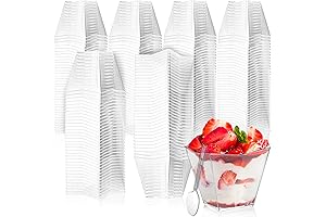 Lyellfe 4oz Plastic Cups with Spoons (100 Pack)